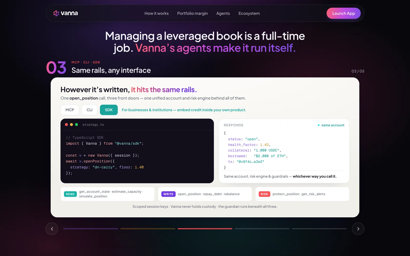 vanna.finance: the agents chapter, the same rails over MCP, CLI and SDK